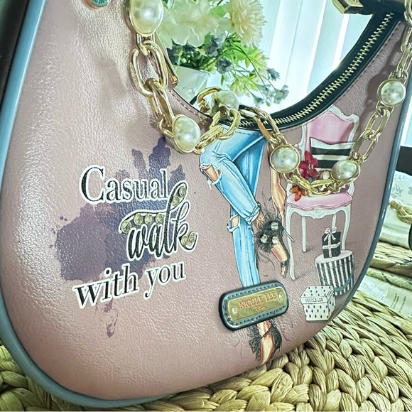 Nicole Lee Pink and Blue Shoulder Bag - Picture 3 of 8